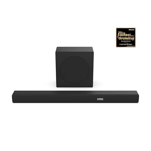 Hisense AX3100Q 3.1Ch Sound Bar with Wireless Subwoofer, Dolby Atmos, DTS:X, Bluetooth 5.3, Roku TV Ready, HDMI/AUX/ARC/Optical/USB, EzPlay, 7 EQ Modes