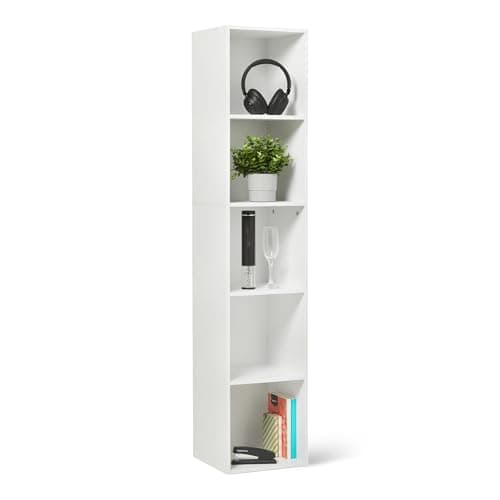 Amazon Basics 5-Cube Bookcase Compatible with Fabric Storage Cube Organizers, White