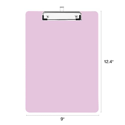 Deli Plastic Clipboard, Clipboards with Low Profile Clip, Standard A4 Letter Size Clipboard for Office, Nurses, Students, and Women, Size 12.4 ×9 Inch, Pink 7