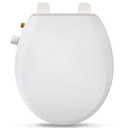 Clirass Elongated Bidet Toilet Seat with Quiet-Close, Non-Electric Bidet Mode with Dual Nozzles, Fit Elongated Toilet Seat, Adjustable Water Pressure with Brass inlet (Round)
