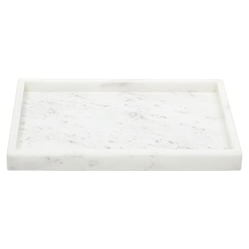 Juvale Large Marble Vanity Tray - Jewelry & Cosmetic Organizer with Drawer Organizer - Bathroom Display with Soap Tray - Home Accent Piece with Marble Decor - 11.7 x 7.7 x 1.1 in White 8