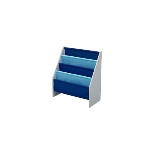 Delta Children Sling Book Rack Bookshelf for Kids - Easy-to-Reach Storage for Books, Magazines or Coloring Books - Ideal for Playrooms & Homeschooling, Grey/Blue