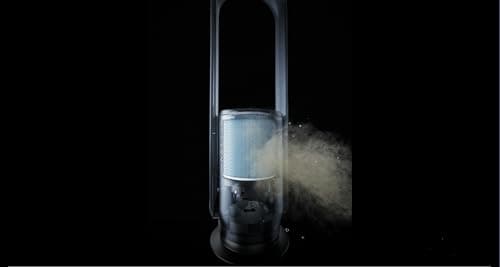 ULTTY Bladeless Tower Fan and Air Purifier Combo, True HEPA Filter 99.97% Smoke Dust Pollen Dander, Oscillating Tower Fan with Remote Control CR022, Black, SKJ-CR022 7