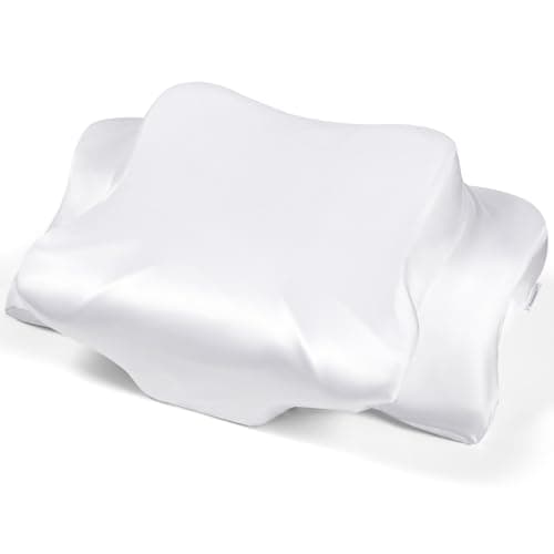 Satin Pillowcase for Cervical Pillows, (Cover Only) Fit for Orthopedic Neck Support Pillow, Silky Smooth Pillowcase Cover with Zipper Closure (White)