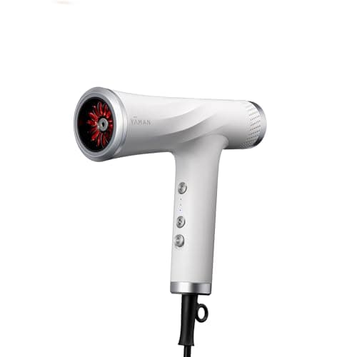 YA-MAN Blow Dryer with Scalp Massager for Hair Growth, Ionic Reset Technology, Hair Dryer with Diffuser Attachment - Quiet, Lightweight, and Powerful for Women (White)