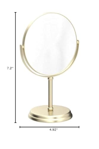Amazon Basics Tabletop Magnifying Vanity Round Mirror with Clear Reflection, 1X/5X Magnification, Iron Frame, 7.2" x 4.92", Gold 5