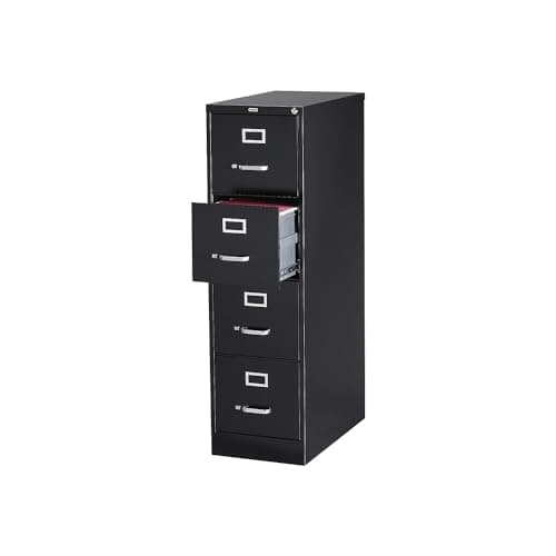 Staples 4-Drawer Vertical File Cabinet, Letter Size Documents, Lockable, 25" D x 15" W x 51.97" H, Black