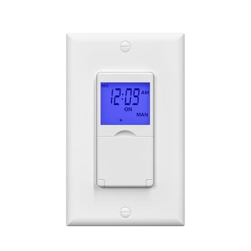 BN-LINK 7 Day Programmable in-Wall Timer Switch for Lights, Digital Light Switch Timer Indoor, Single Pole and 3 Way (Compatible with SPDT) Both Use, Neutral Wire Required, Blue Backlight, ETL Listed