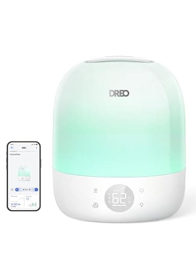 DREO Humidifiers for Bedroom - 30H Max Runtime & RGB Night Light & Sleep Trainer, Ultra Quiet 28dB Cool Mist Humidifier, Top Fill Smart Air Humidifier for Plants, Perfect for Baby & Nursery, HM409S