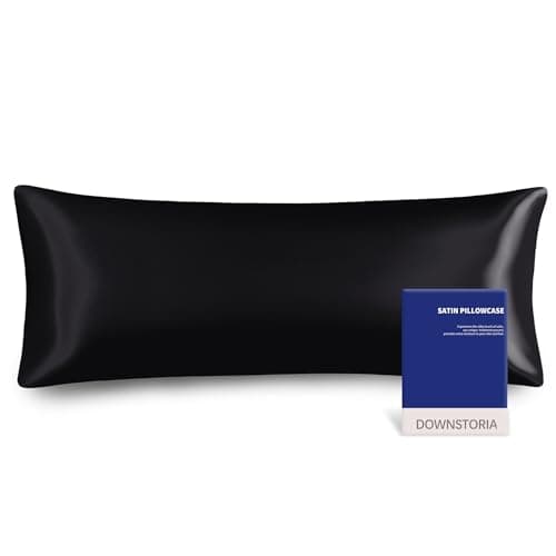 DOWNSTORIA Satin Body Pillow Cover Similar to Silk Body Pillow Pillowcase 1 Pack,Smooth and Cooling, Silky Envelope Closure Large Long Pillow Cases, Gifts for Women Men(20x54 Inches, Black)