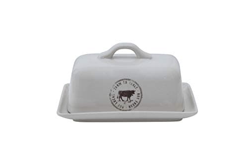 Creative Co-Op Stoneware Butter Dish with Cow Decal 6