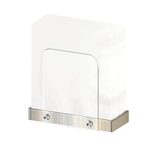 Modern Napkin Holder for Kitchen, Standing Napkin Holder for Tables, Clear Acrylic and Silver Steel Base Kitchen & Dining Room Decor 6