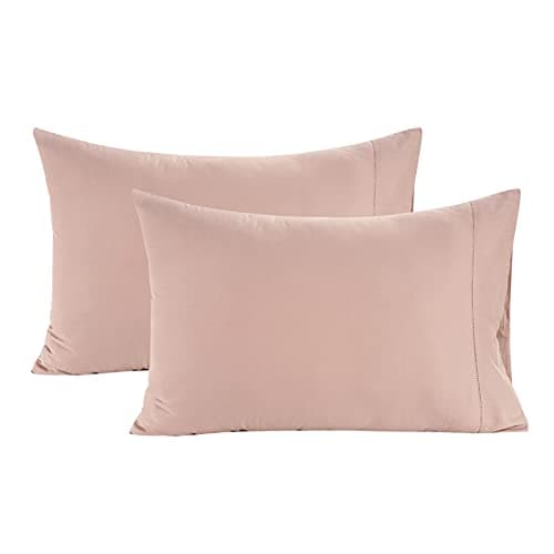 LANE LINEN 100% Organic Cotton Pillowcases - Standard Size and Crisp Cool Percale Weave Sleeping Pillow Covers Set of 2 - Dusty Rose