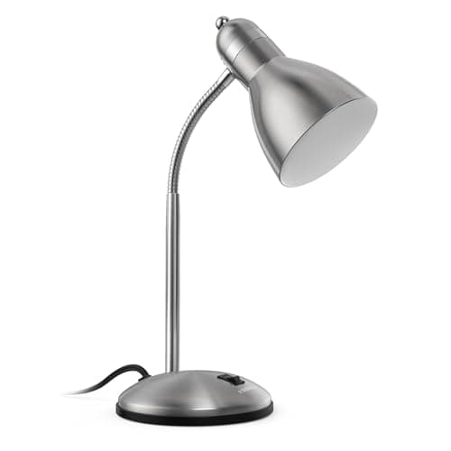 LEPOWER Metal Desk Lamp, Adjustable Goose Neck Table Lamp, Eye-Caring Study Desk Lamps for Bedroom, Study Room and Office (Silver) 8