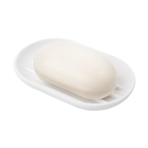 Umbra Touch Soap Dish for Bathroom - Modern Oval Shape for Sink - Durable and Easy to Clean, White