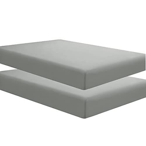 Sfoothome Queen Grey Fitted Sheets 2 Pack, Wrinkle Free - Brushed Microfiber Bed Sheet with Deep Pocket