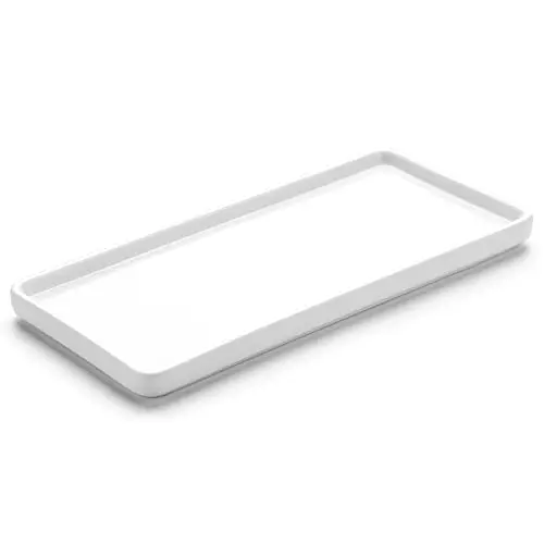 Gurygo 8" Bathroom Trays - Ceramic Vanity Tray for Bathroom - Small Ceramic Tray - Kitchen Soap Trays - Porcelain Dispenser Organizer for Kitchen Bathtub Counter (White)