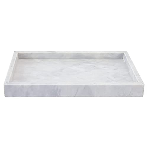 12 x 8 inch Real Natural Marble Vanity Tray, Genuine Marble Storage Tray for Cosmetics/Jewelry, Non-Resin/Non-Ceramic, Dresser Organizer Tray, Bathroom Tray, Home Decor, Kitchen, Coffee Table 5