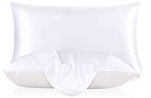 LILYSILK 19mm Silk Pillowcase for Hair and Skin with Cotton Underside Standard/Queen 20x30 Inch White 1pc