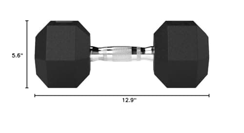 Amazon Basics Rubber Hex Dumbbell for Home Gym with Comfortable Grip, Easy to Hold, Hexagon Shape, 30 Pounds, Single, Black 5