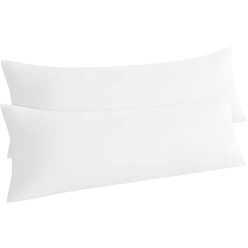 NTBAY Body Pillow Cases Set of 2, 2 Pack Brushed Microfiber 20x54 Pillow Cases, Soft, Wrinkle, Fade, Stain Resistant White Pillow Cases with Envelope Closure, 20x54 Inches, White