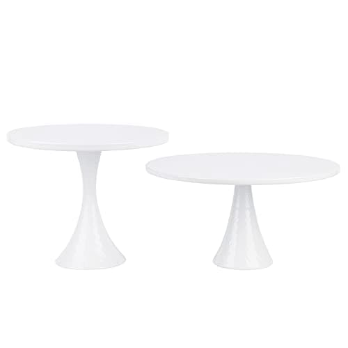 VILAVITA 2 Pieces Cake Stands Set Modern Round Cupcake Stands Metal Dessert Display Cake Stand, White