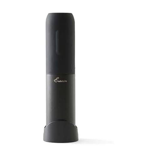 Rabbit Electric Corkscrew Wine Opener - Push Button Automatic Bottle Opener, Compact Design, Opens Bottles Quietly, Stores Vertically or Horizontally, Black