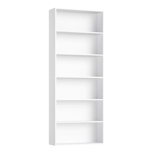 FOTOSOK 6-Tier Open Bookcase and Bookshelf, Freestanding Display Storage Shelves Tall Bookcase for Bedroom, Living Room and Office, White 9