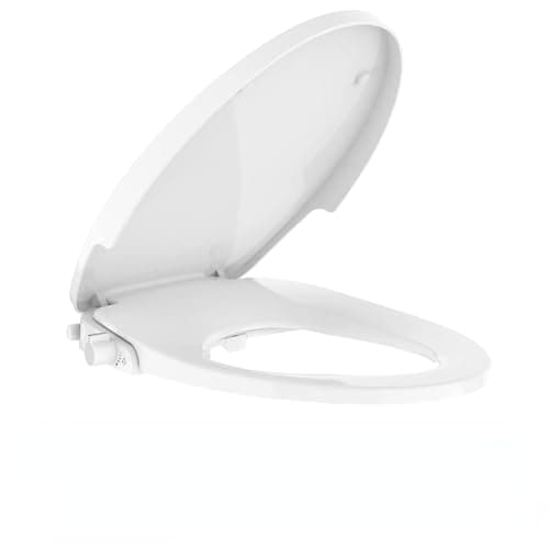 Bidet Toilet Seat for Round Toilet, Non-Electric Dual Nozzle Bidet Attachment with Soft Close Lid, Feminine Hygiene Toilet Seat Cover for Women, Easy Install, White