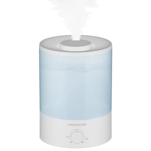 MegaWise Healthy Top-Refill Cool Mist Humidifiers for Bedroom, 24dB Ultrasonic Air Vaporizer with Water Filter for Baby [PP Material], Colorful Night Light,1 Gal Essential Oil Diffuser, Auto Shut Off