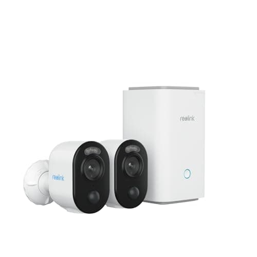 REOLINK Security Cameras Wireless Outdoor System, Encrypted 1 Year Local Storage, 6-Month Battery Life, 3MP HD Color Night Vision, No Monthly Fee, Home Hub with 2X Argus 3E
