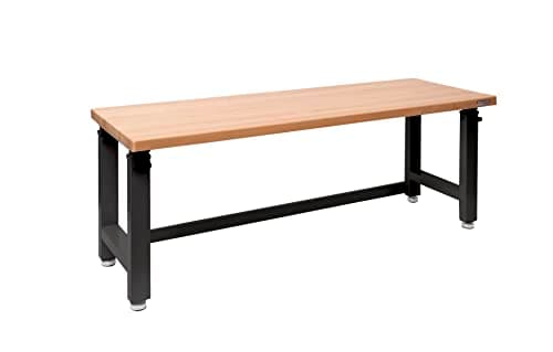 Seville Classics UltraHD Heavy Duty Workbench Table w/Solid Wood Top, 1000 lbs. Weight Capacity Workstation for Garage, Warehouse, Workshop, Graphite, 72" W x 25" D x 28.5" to 42" H Desktop