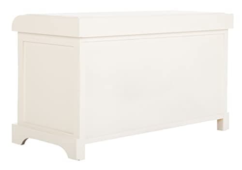 SAFAVIEH Home Collection – Freddy Vintage White Storage Bench with Wicker Baskets & Cushion, Entryway Seating Bench, Fully Assembled (AMH5736D) 6