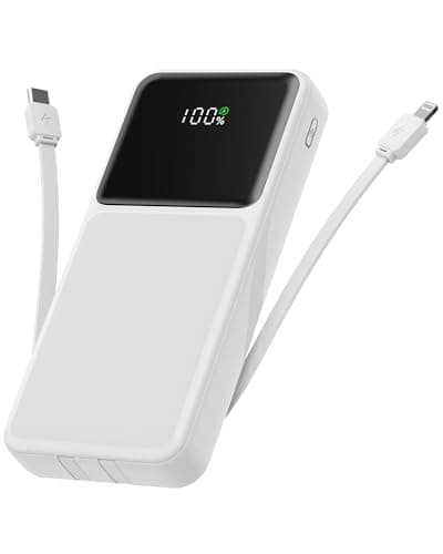 26800mAh Portable Fast Charger with Build in Cables, 22.5W Power Bank with PD 3.0+QC 4.0 LED Display, High Capacity Phone Battery Pack Tracel Essentials Compatible with iPhone Samsung Google, etc