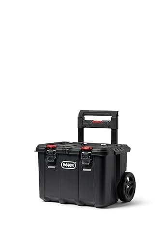 Keter Stack-n-Roll Modular Tools Organizer for Garage Storage and DIY, 3 Piece Resin Rolling Tool Box System for Small Parts, Black 11