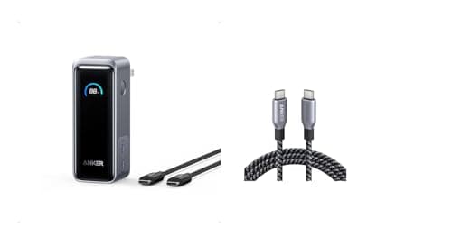 Anker Prime Power Bank, 9,600mAh Battery Pack with 65W Output, Built-in AC Plug, Supports PD 3.0 and PPS Prime C to C Cable, 240W 6 ft Fast Charging USB C Cable