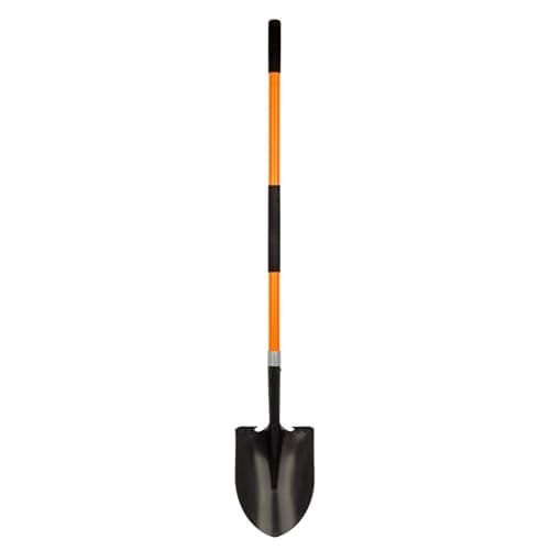 FORCOLID Shovel for Digging, Heavy Duty 57 inch Straight Handled Round Shovel with Non-Slip Tail Cover, Lawn and Yard Tools, Fiberglass Handle(Orange)