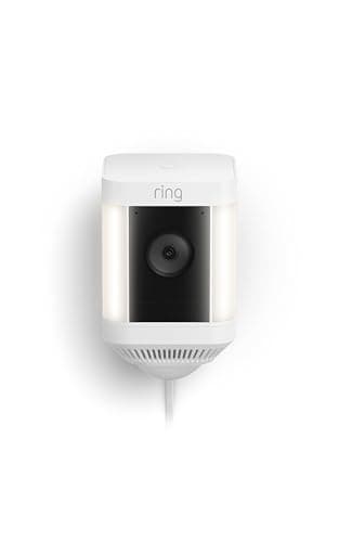 Ring Spotlight Cam Plus, Plug-In (newest model), Home or business security with HD video, Two-Way Talk, Color Night Vision, and Security Siren, White