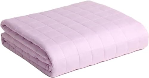 YnM Exclusive Weighted Blanket, Organic Long Stapled Cotton with Glass Beads, Bed Blanket for One Person of 190lbs, Ideal for Queen/King Bed (60x80 Inches, 20 Pounds, Lavender)
