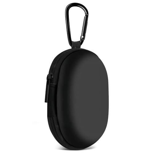 MOLOVA for Earbuds Carrying Case, Small Oval Storage Cases, Portable Storage Earbud Pouch Bag for Earbuds, in-Ear Headphones, Earphones, Headsets, USB Charging Cable, Black