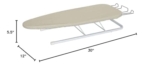 Household Essentials Tabletop Ironing Board with Iron Rest | Wood Top, Sturdy Metal Legs with Support Bars | Compact & Lightweight Ironing Board for Small Spaces, Dorms, Apartments | 30"x12" 8