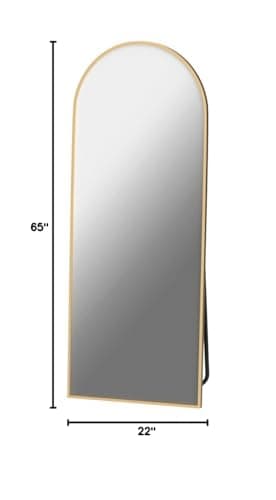 FVANF Arched Full Length Floor Mirror Standing Hanging or Leaning Against Wall, for Bedroom, Wall-Mounted Mirror with Aluminum Alloy Frame, 64"x21" (Gold) 10
