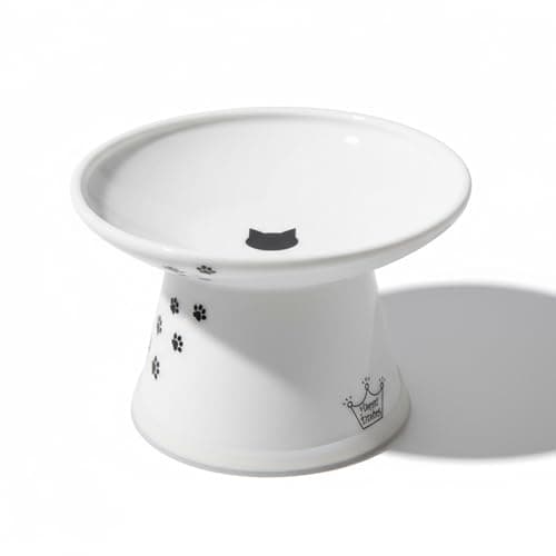 Necoichi Raised Cat Food Bowl – Ceramic Elevated Cat Bowl for Whisker & Neck Fatigue, Dishwasher Microwave Safe – Non-Slip & Anti Vomiting Ergonomic Design (Cats, Extra Wide, 2-Cups Capacity)