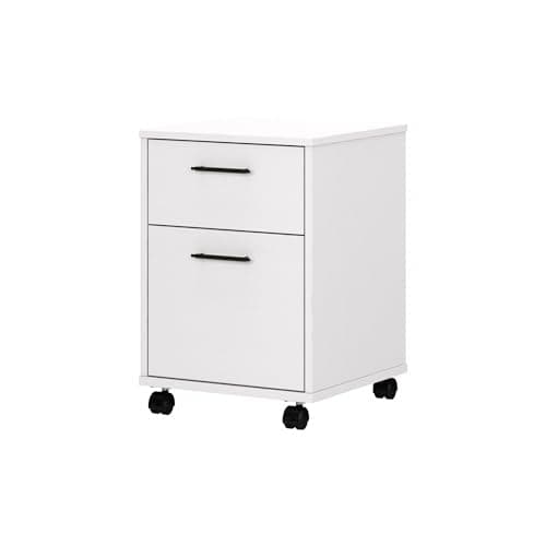 Bush Furniture Key West Rolling File Cabinet,File Cart for Home Office in Pure White Oak,2 Drawer File Cabinet on Wheels