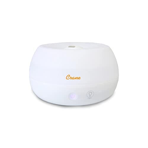 Crane Portable Ultrasonic Travel Humidifier & Aroma Diffuser – 0.2 Gallon Cool Mist, No Filter Required, Optional Essential Oil Tray, Whisper-Quiet for Babies, Travel, & Small Rooms (White)