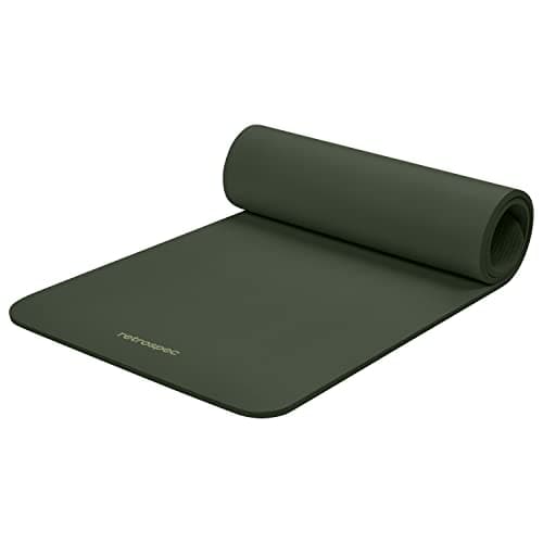 Retrospec Solana Yoga Mat 1/2" Thick w/Nylon Strap for Men & Women - Non Slip Excercise Mat for Yoga, Pilates, Stretching, Floor & Fitness Workouts, Wild Spruce, 4446