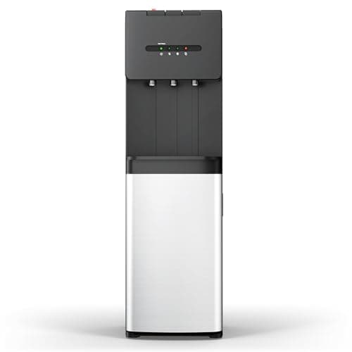 Euhomy Bottom Loading Water Dispenser for 5 Gallons, 3 Temperatures (Cold/Hot/Warm) with Child Lock, Display Light, Water Dispenser for Apartments, Schools, Companies, Black