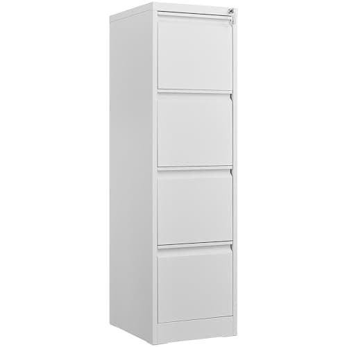 BouPower 4 Drawer File Cabinet with Lock,Metal Vertical Filing Cabinets for Home Office,Heavy Duty File Storage Cabinet for Letter/Legal/A4/F4 Size File White 7