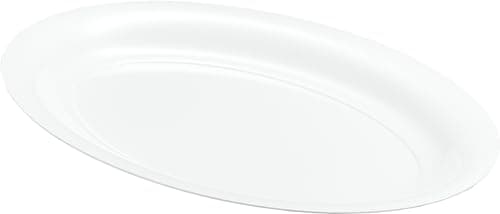 PLASTICPRO Plastic Oval Serving Trays - Serving Platters Oval 11 X 16 Disposable Party Dish White Pack of 4