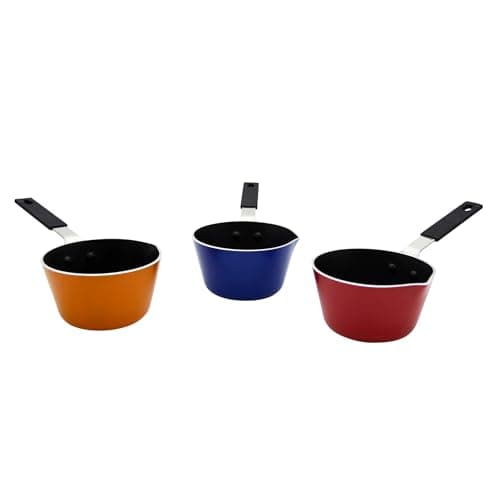 IMUSA USA Nonstick Multi Mini Sauce Pan with Silicone Handle Varies, You May Receive Red, Orange, Blue Color (Pack of 1)